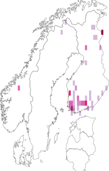 Fyndkarta för dvärgbjörksguldmal. Datakälla: GBIF