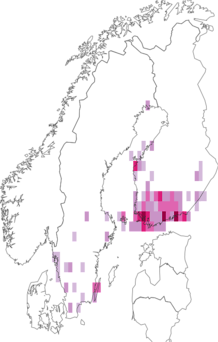 Fyndkarta för gulhuvad skräppraktmal. Datakälla: GBIF