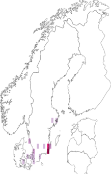 Fyndkarta för hagtornbärvecklare. Datakälla: GBIF