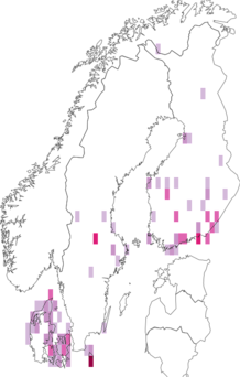 Fyndkarta för finskt jordfly. Datakälla: GBIF
