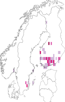 Fyndkarta för kärrgräsminerarmal. Datakälla: GBIF