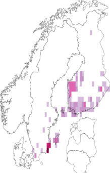 Fyndkarta för smultronsikelvecklare. Datakälla: GBIF