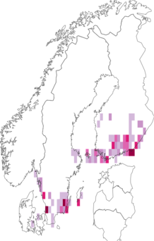 Fyndkarta för getapelsikelvecklare. Datakälla: GBIF