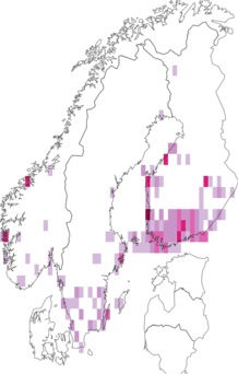 Fyndkarta för älväxingminerarmal. Datakälla: GBIF