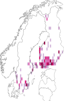 Fyndkarta för barrskogsantennmal. Datakälla: GBIF