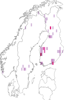 Fyndkarta för lappsk vintermätare. Datakälla: GBIF