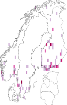 Fyndkarta för gråbröstad brokmal. Datakälla: GBIF