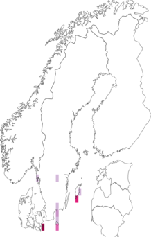 Fyndkarta för berberisfältmätare. Datakälla: GBIF