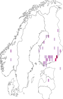 Fyndkarta för purpurmossmal. Datakälla: GBIF