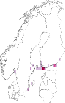 Fyndkarta för grå fältmalörtsäckmal. Datakälla: GBIF