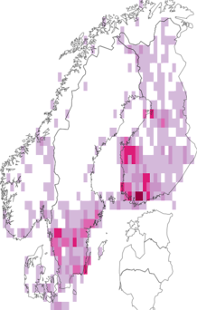 Fyndkarta för svenskmålla. Datakälla: GBIF