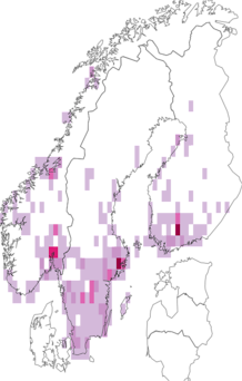 Fyndkarta för häckoxbär. Datakälla: GBIF