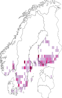 Fyndkarta för häggrullvecklare. Datakälla: GBIF
