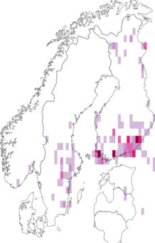 Fyndkarta för barrskogsspinnare. Datakälla: GBIF