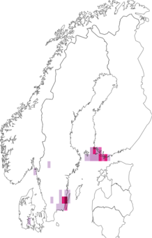 Fyndkarta för ängsgräsbågpalpmal. Datakälla: GBIF