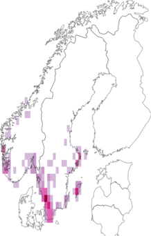 Fyndkarta för skogshättemossa. Datakälla: GBIF