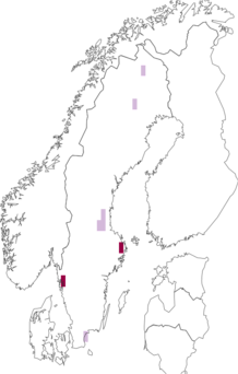 Fyndkarta för nordisk stråsäckspinnare. Datakälla: GBIF