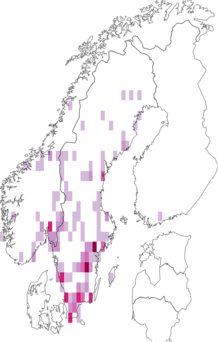 Fyndkarta för gungflymosaikslända. Datakälla: GBIF