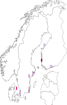Fyndkarta för jungfrusäckspinnare. Datakälla: GBIF