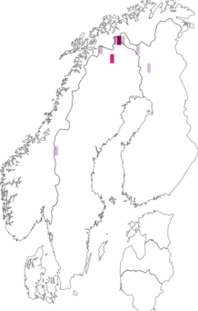 Fyndkarta för dvärgbjörksantennmal. Datakälla: GBIF