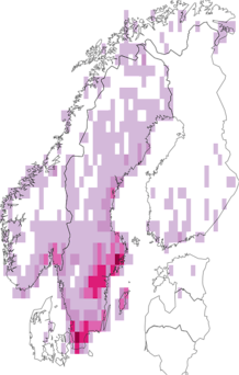 Fyndkarta för skimmertrollsländor. Datakälla: GBIF
