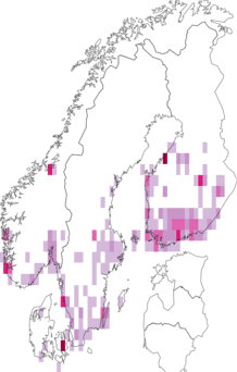 Fyndkarta för rosensommarvecklare. Datakälla: GBIF