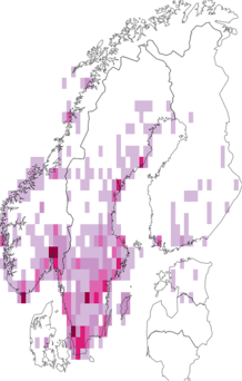 Fyndkarta för svart ängstrollslända. Datakälla: GBIF