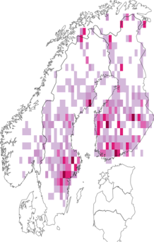 Fyndkarta för svartringlad pärlemorfjäril. Datakälla: GBIF