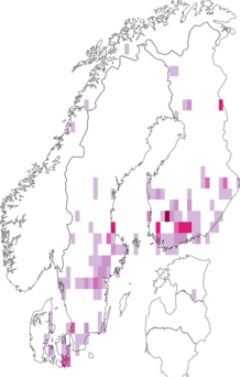 Fyndkarta för paddbärsmalmätare. Datakälla: GBIF