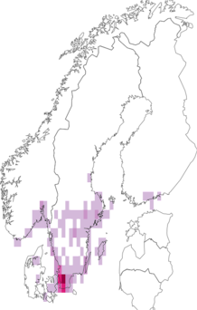 Fyndkarta för höstmosaikslända. Datakälla: GBIF