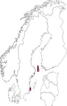 Fyndkarta för brun hagtornsdvärgmal. Datakälla: GBIF