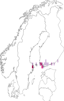 Fyndkarta för vitribbad mållsäckmal. Datakälla: GBIF