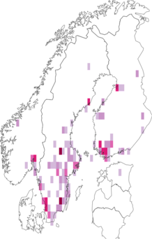 Fyndkarta för skogsgeting. Datakälla: GBIF