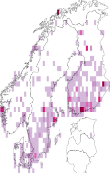 Fyndkarta för allmän frostfjäril. Datakälla: GBIF