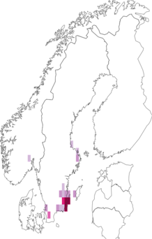 Fyndkarta för kvickrotsbågpalpmal. Datakälla: GBIF