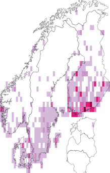 Fyndkarta för violettgrå fältmätare. Datakälla: GBIF