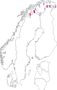 Fyndkarta för alpigelkottspinnare. Datakälla: GBIF