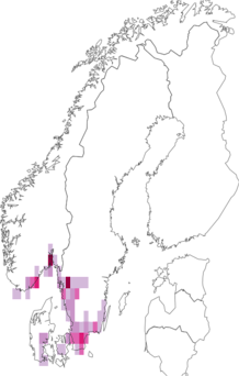 Fyndkarta för violfotskremla. Datakälla: GBIF