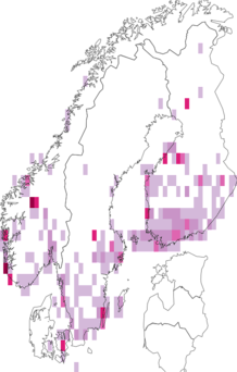 Fyndkarta för rosenvecklare. Datakälla: GBIF