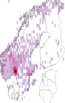 Fyndkarta för islandslav. Datakälla: GBIF