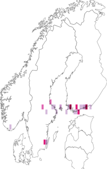 Fyndkarta för falkstyltmal. Datakälla: GBIF