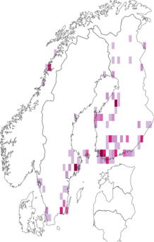 Fyndkarta för lindbronsmal. Datakälla: GBIF