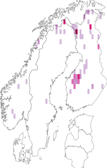 Fyndkarta för svartbandat hedfly. Datakälla: GBIF