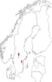 Fyndkarta för gotländsk dvärgmossa. Datakälla: GBIF