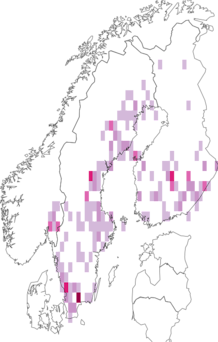 Fyndkarta för björkblåoxe. Datakälla: GBIF