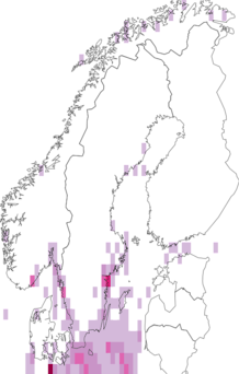 Fyndkarta för östersjömussla. Datakälla: GBIF
