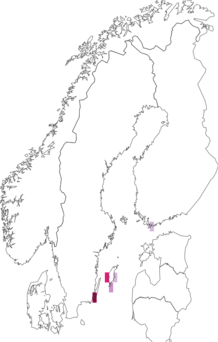 Fyndkarta för gråbenkrisslefjädermott. Datakälla: GBIF