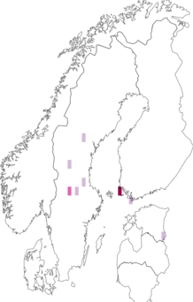 Fyndkarta för barrskogslavfly. Datakälla: GBIF