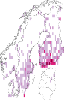 Fyndkarta för hagtornspinnare. Datakälla: GBIF