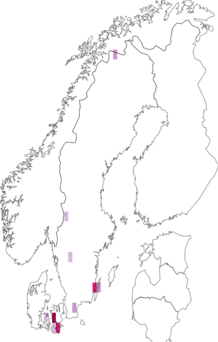 Fyndkarta för luddfjällskivling. Datakälla: GBIF